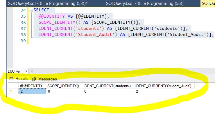 SQL identity KeyWord