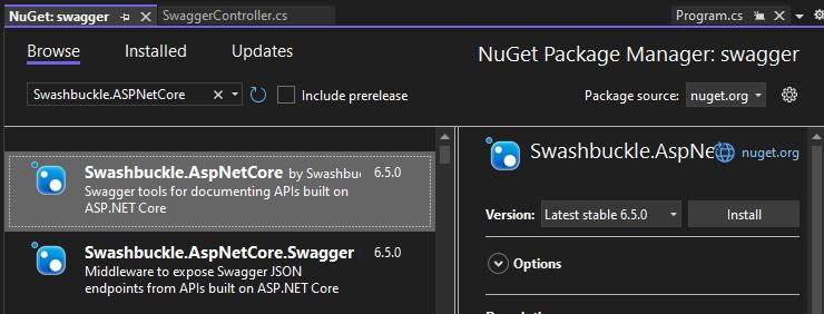 ASP.NET Core web API Swagger