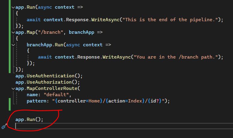 Use, Run and Map in .NetCore