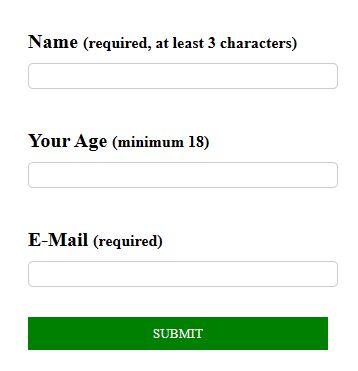 jquery Form Validation Example