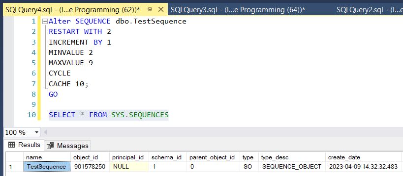 Sql Server Sequence keyword