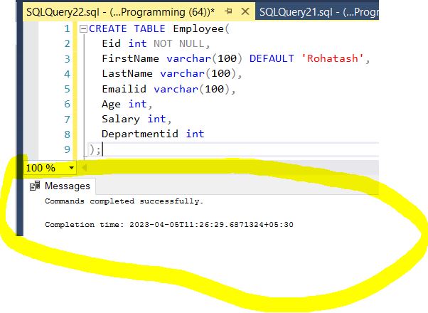 Sql default Constraint