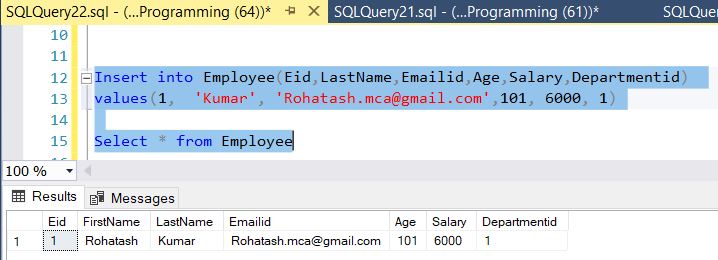 Sql default Constraint