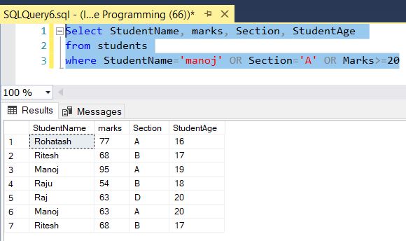 SQL OR Operator TutorialsTrend